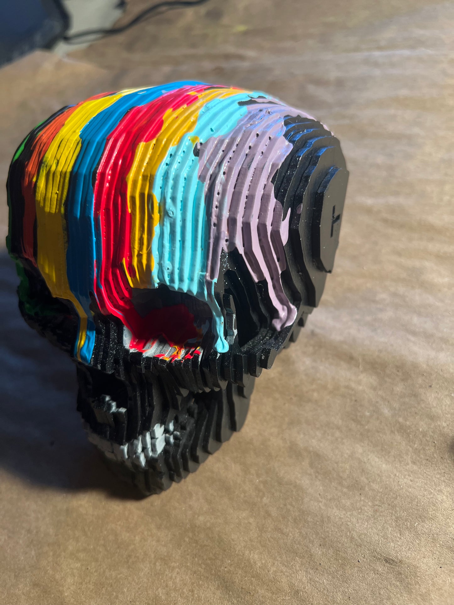 3D Wood Skull multicolor